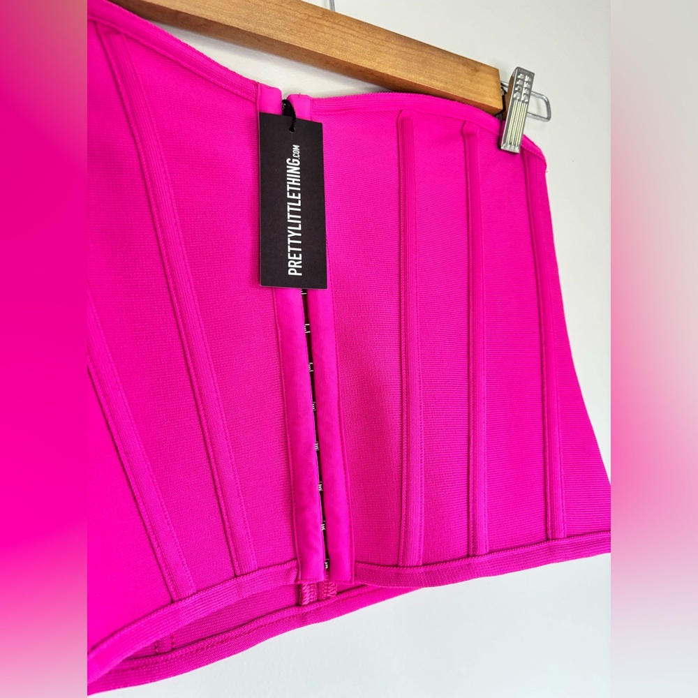 PLT Hot Pink Bustier Top with Front Hook Closure - Picture 2 of 3
